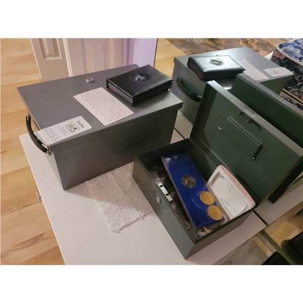 Coins, Metal Boxes A