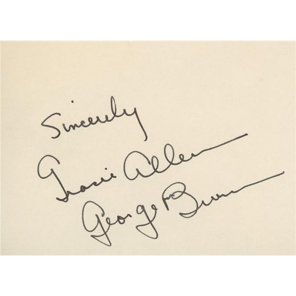 George Burns and Gracie Allen signature cut