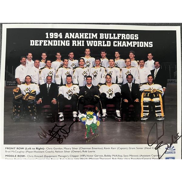 1995 Anaheim Bullfrogs signed team photo