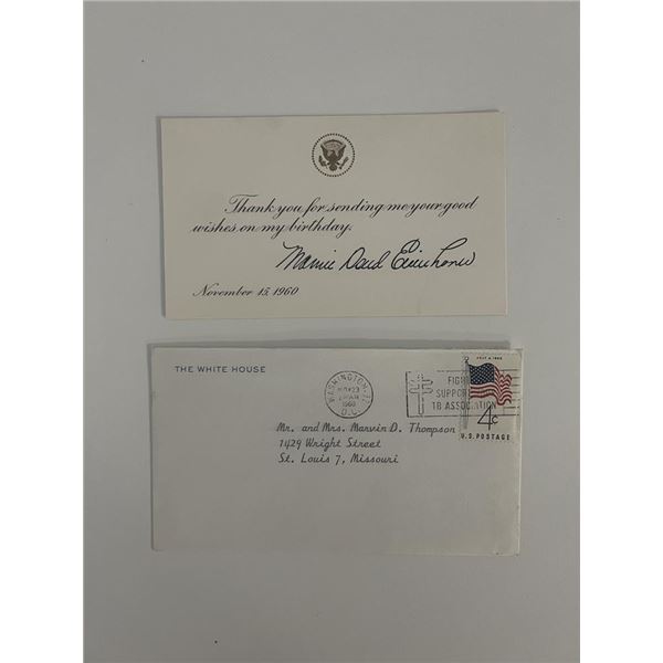 1960 Mamie Doud Eisenhower signed thank you card