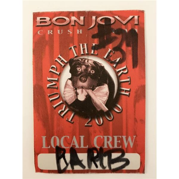 Bon Jovi Crush Triumph the Earth 2000 Local Crew Backstage Pass