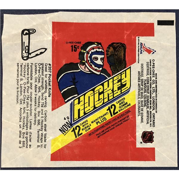 1977-78 O-PEE-CHEE HOCKEY WRAPPER