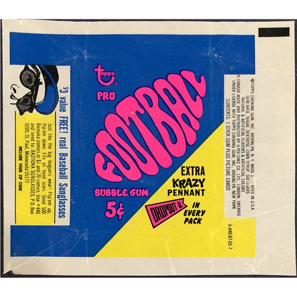 1967 TOPPS NFL FOOTBALL WRAPPER