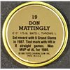 Image 2 : 1988 TOPPS BASEBALL COIN - DON MATTINGLY