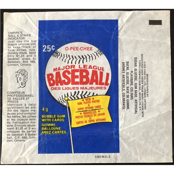 1983 O-PEE-CHEE BASEBALL WRAPPER