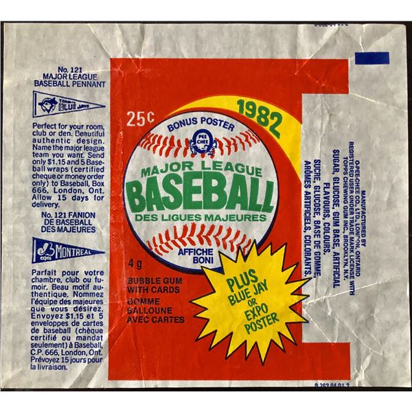 1982 O-PEE-CHEE BASEBALL WRAPPER