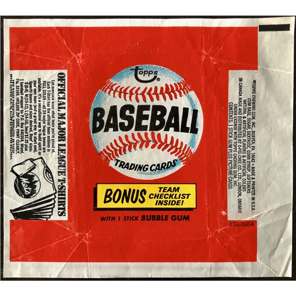 1974 TOPPS BASEBALL WRAPPER