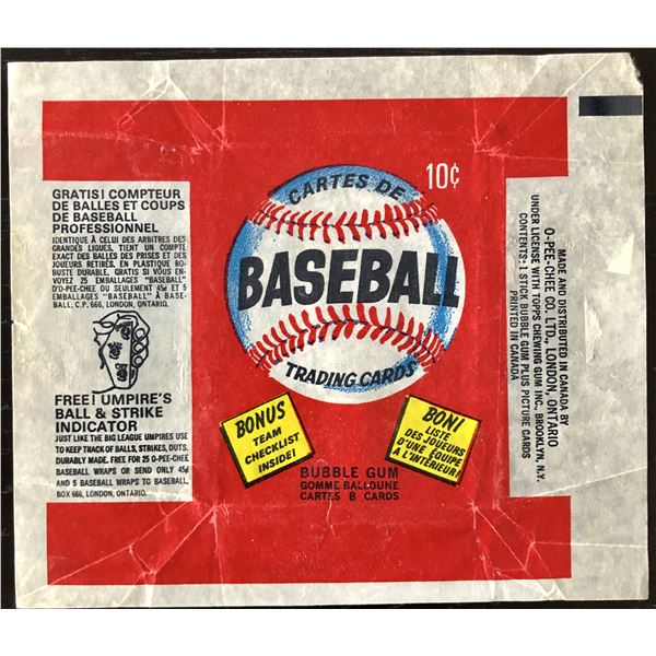 1974 O-PEE-CHEE BASEBALL WRAPPER