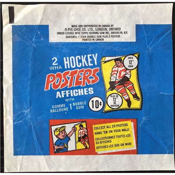 1973-74 O-PEE-CHEE WHA HOCKEY POSTERS WRAPPER