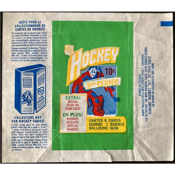 1972-73 O-PEE-CHEE NHL HOCKEY 3rd SERIES WRAPPER