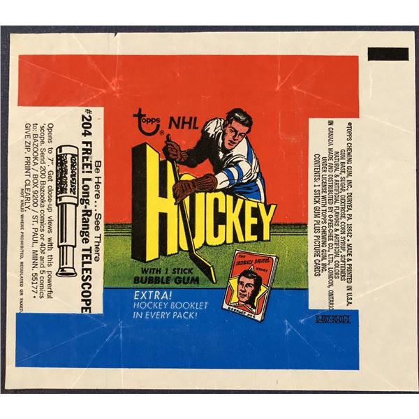 1971-72 TOPPS NHL HOCKEY WRAPPER