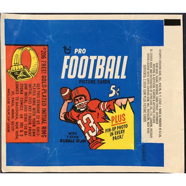 1968 TOPPS NFL FOOTBALL WRAPPER