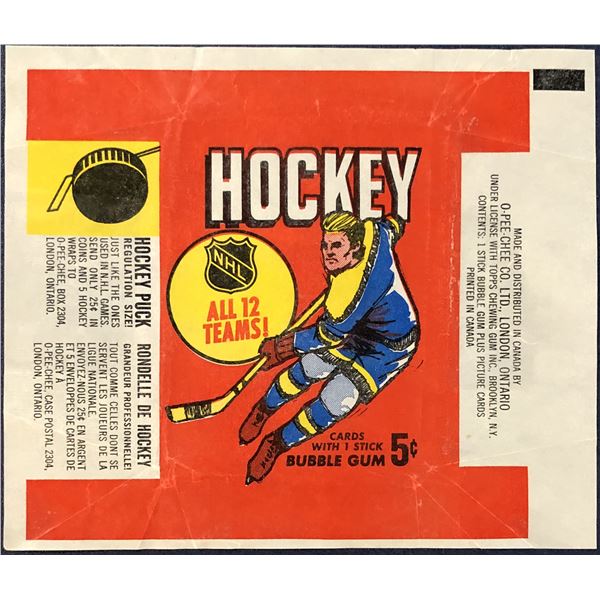 1968-69 O-PEE-CHEE NHL HOCKEY WRAPPER