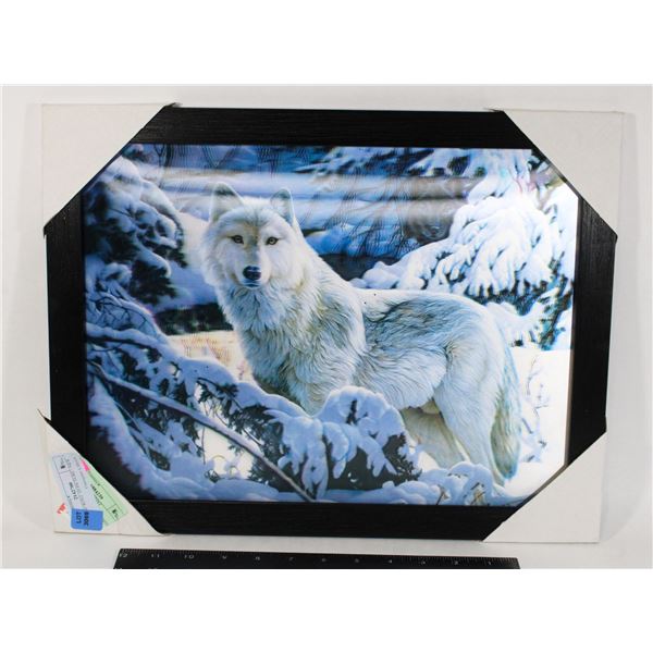 FRAMED WOLF 3D PICTURE - NEW