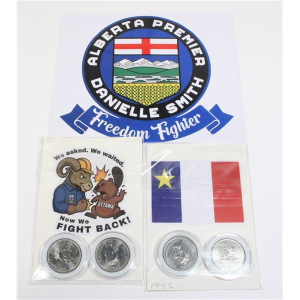 FOUR 1992 ALBERTA CANADA 25 CENT BU COINS