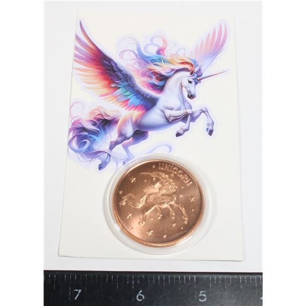 1-OZ COPPER UNICORN ROUND IN CAPSULE WITH CARD