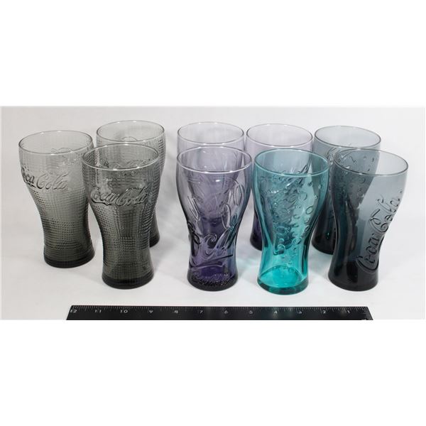 9-12 OZ BLACK COKE GLASSES- 3 PATTERNS