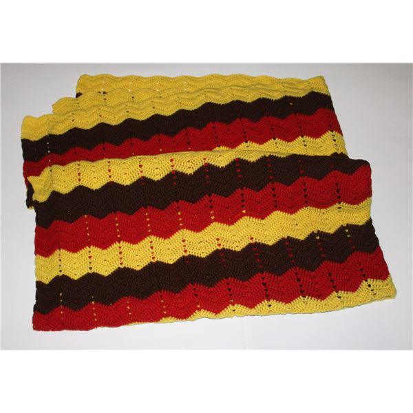 LARGE HANDMADE VINTAGE AFGHAN EXCELLENT CONDITION