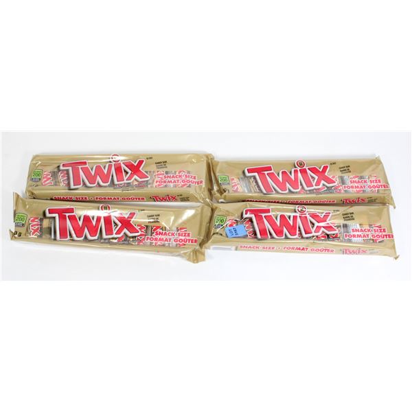 4 PACKS OF SNACK SIZE TWIX CHOCOLATES