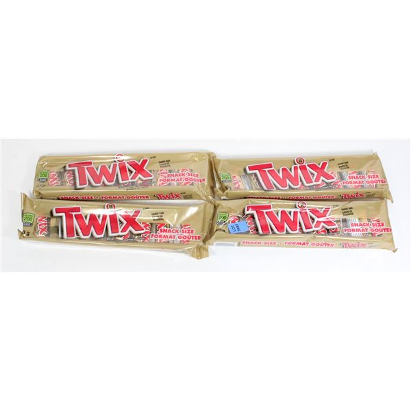 4 PACKS OF SNACK SIZE TWIX CHOCOLATES