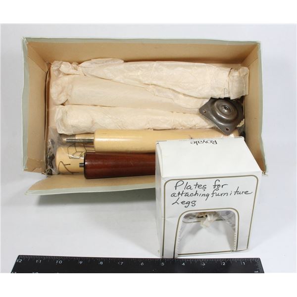 FURNITURE LEGS WITH PLATES TO ATTACH THEM