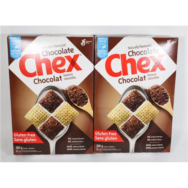 TWO BOXES OF CHOCOLATE CHEX CEREAL 360G EACH