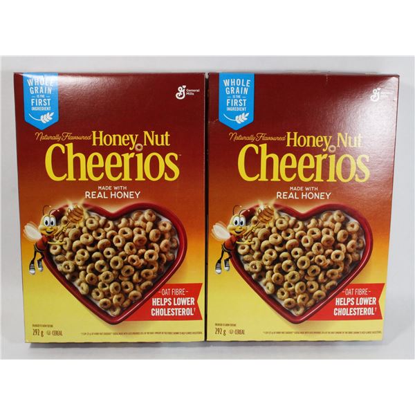 TWO BOXES OF HONEY NUT CHEERIOS CEREAL