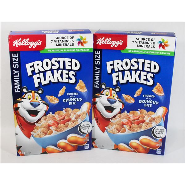 TWO BOXES OF FROSTED FLAKES CEREAL