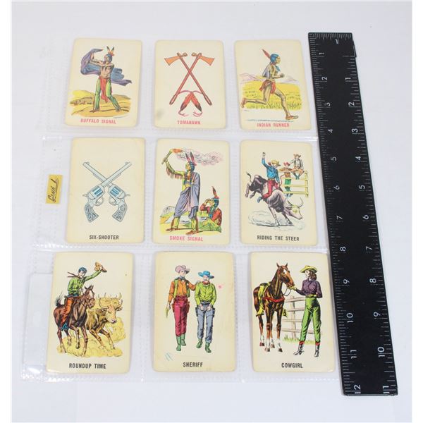 VINTAGE 9 ED-U-CARDS "COWBOYS & INDIANS"
