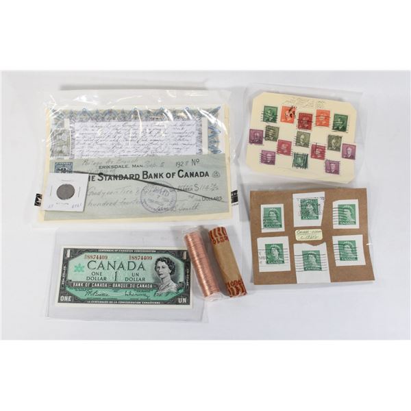 COLLECTION CANADIAN MONEY, STAMPS