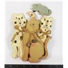 Image 1 : 3 WOODEN CATS WITH LEAPING MOUSE OVERHEAD
