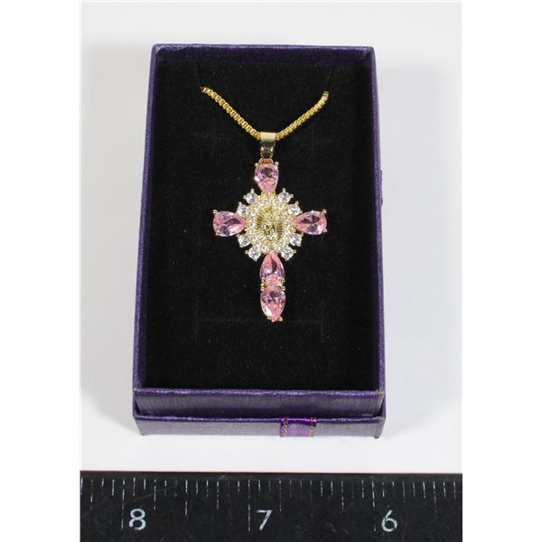 NEW VIRGIN MARY CUBIC ZIRCONIA PENDANT NECKLACE
