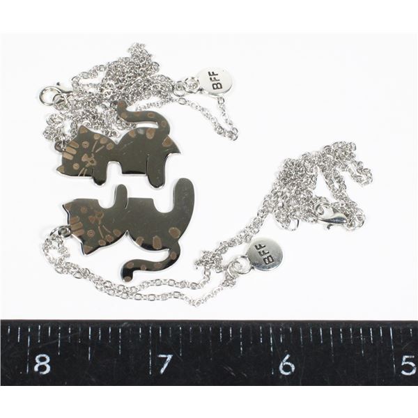 NEW STAINLESS STEEL CATS HUGGING BEST FRIEND