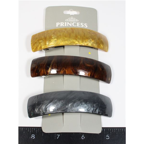 3 NEW ACRYLIC FRENCH CLIPS GOLDEN, CHOCOLATE BROWN