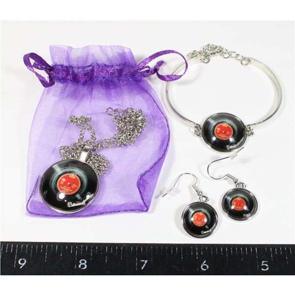 NEW 3 PC SET RECORD THEME JEWELRY