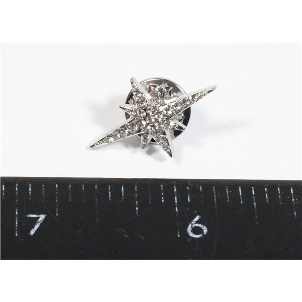 NEW DAINTY SILVER TONE RHINESTONE NORTH STAR