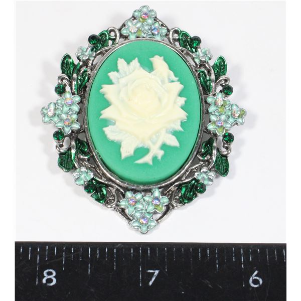 NEW ANTIQUE CAMEO STYLE FLOWER BROOCH