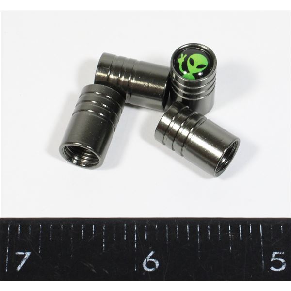 NEW 4PC ALIEN DESIGN ROUND GREY TIRE VALVE