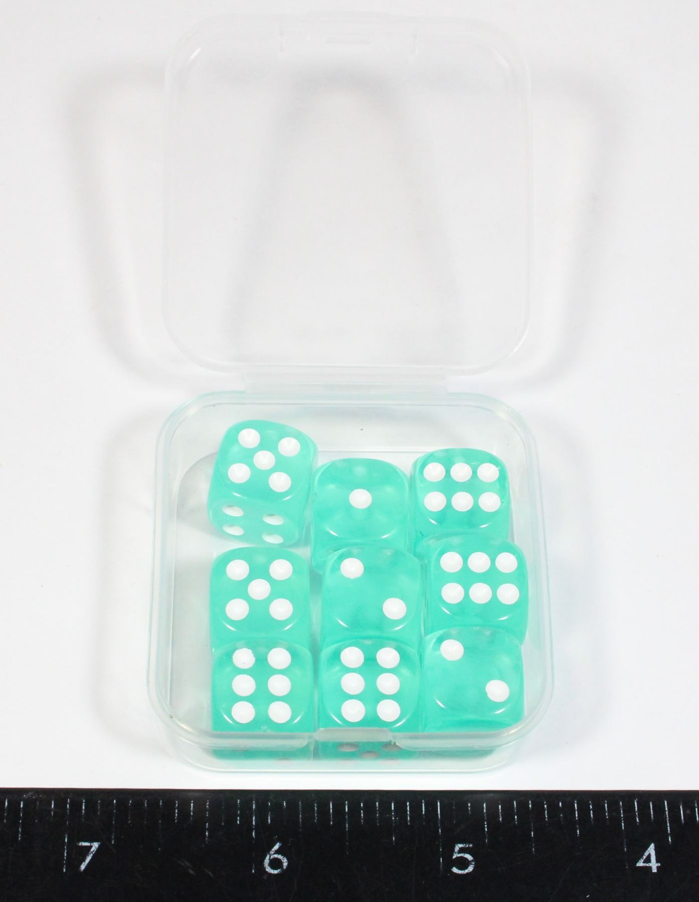 NEW 9 PC SET SIX SIDED MINT COLOR DICE IN CARRYING