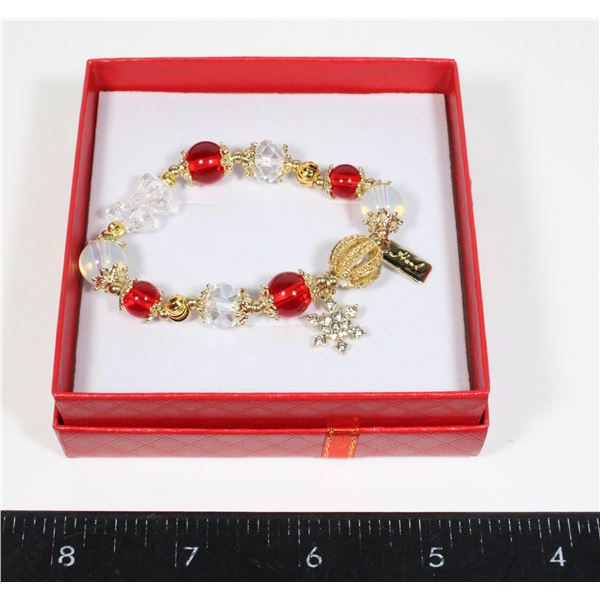 NEW HAND MADE SNOWFLAKE BEADED BRACELET