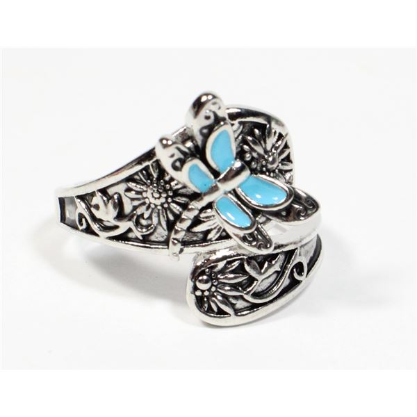 NEW SILVER TONE SIZE 7 SPOON DESIGN RING