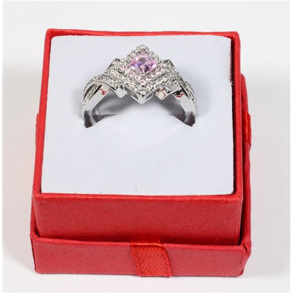 NEW SILVER TONE ZIRCONIA SIZE 7 RING