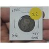 Image 1 : 1886 Canadian Victorian Silver 25 Cents. G-6. Key Date.