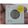 Image 1 : 1910 Canadian Silver 25 Cents. Last issue of King Edward VII. F12.