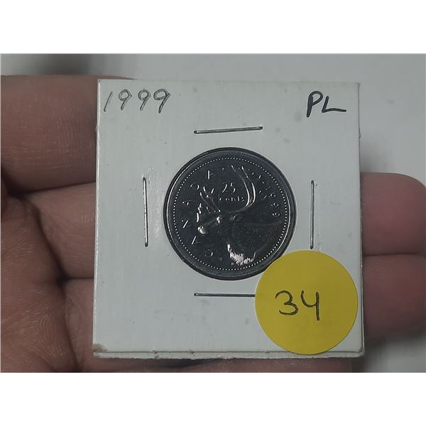 1999 Canadian 25 Cents. Proof Like.