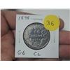 Image 1 : 1898 Canadian Victorian Silver 50 Cents. G6. Cleaned. Key Date.
