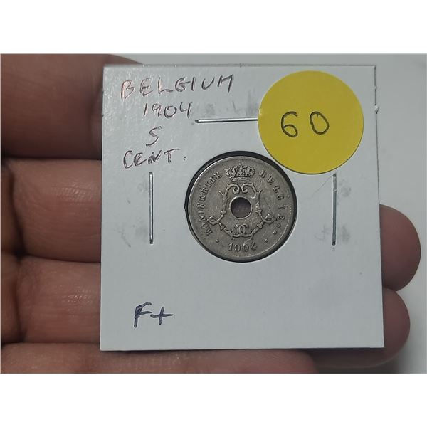 Belgium. 1904 5 Centimes. F+.