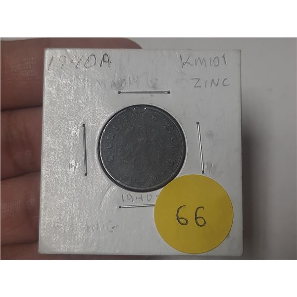 Germany - Nazi Third Reich.1940A 10 Pfennig. Berlin Mint. Eagle and Swastika. Fine.