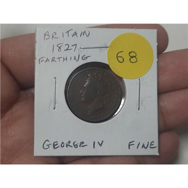 Great Britain. 1827 Farthing. George IV. Fine.