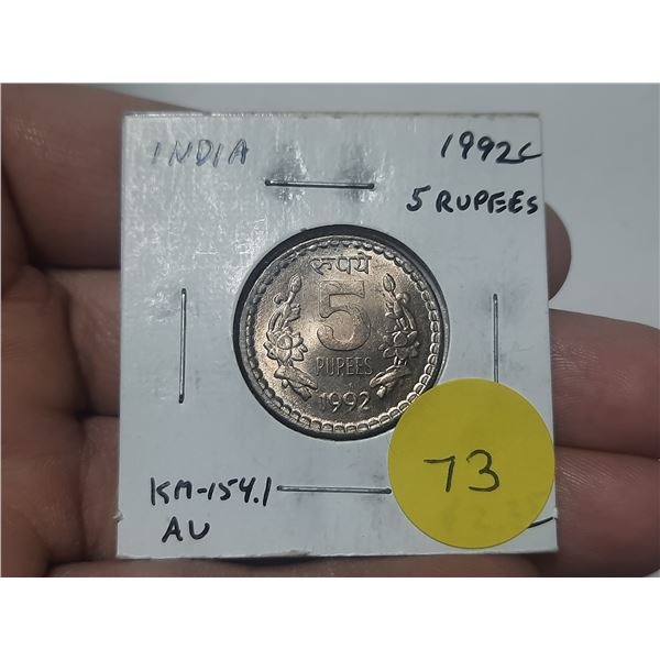 India. 1992c 5 Rupees. AU.